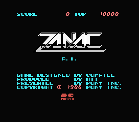 Zanac title screen for MSX